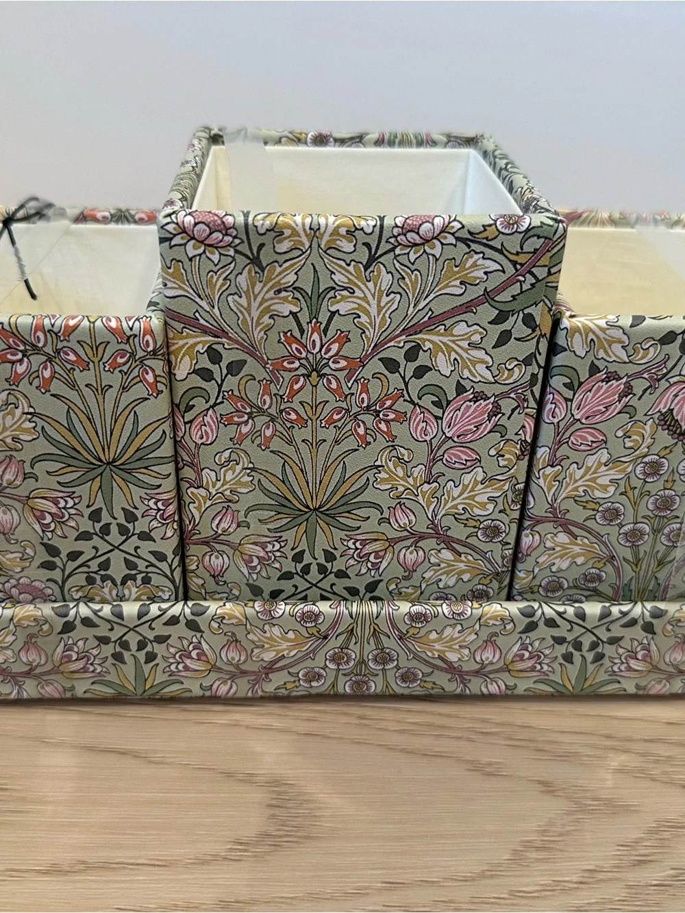Morris & Co. Floral Pattern Desktop Organiser Set - Pink & Green
